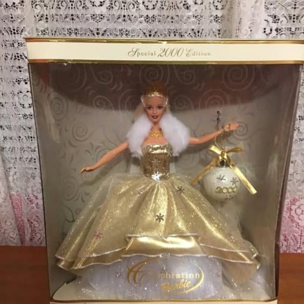 Barbie Celebration Barbie Special Edition 2000 Holiday Doll Gold Gown NRFB